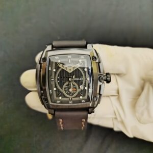 Tubular Heritage Leather Watch – Gunmetal Edition